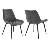 Loralie Gray Faux Leather and Black Metal Dining Chairs - Set of 2