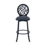 Lotus Contemporary 26" Counter Height Barstool in Matte Black Finish and Gray Faux Leather