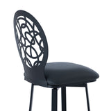 Lotus Contemporary 26" Counter Height Barstool in Matte Black Finish and Gray Faux Leather