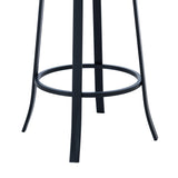 Lotus Contemporary 26" Counter Height Barstool in Matte Black Finish and Gray Faux Leather