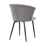 Lulu Contemporary Dining Chair in Black Powder Coated Finish and Gray Velvet