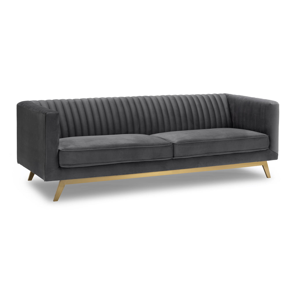 Liv Modern Dark Gray Velvet Sofa