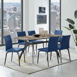 Lyon Blue Fabric and Metal Dining Room Chairs - Set of 2