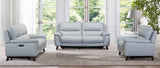 Lizette Contemporary Loveseat in Dark Brown Wood Finish and Dove Gray Genuine Leather