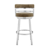 Madrid 26" Counter Height Swivel Green Faux Leather and Brushed Stainless Steel Bar Stool