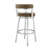 Madrid 26" Counter Height Swivel Green Faux Leather and Brushed Stainless Steel Bar Stool