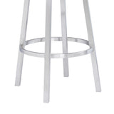 Madrid 30" Bar Height Swivel White Faux Leather and Brushed Stainless Steel Bar Stool