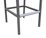 Marina Outdoor Patio Barstool in Grey Powder Coated Finish with Grey Sling Textilene and Grey Wood Accent Arms