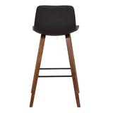 Maddie Contemporary Barstool in Walnut Wood Finish and Brown Faux Leather