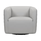 Melanie Swivel Dove Gray Genuine Leather Barrel Chair