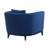 Melange Blue Velvet Upholstered Accent Chair with Black Wood Base