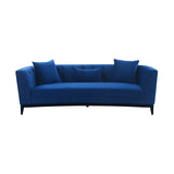 Melange Blue Velvet Upholstered Sofa with Black Wood Base