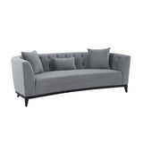 Melange Gray Velvet Sofa with Black Wood Base