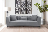 Melange Gray Velvet Sofa with Black Wood Base