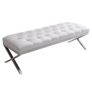 Milo Bench in Brushed Stainless Steel finish with White PU