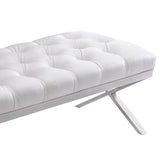 Milo Bench in Brushed Stainless Steel finish with White PU