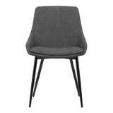 Mia Contemporary Dining Chair in Charcoal Fabric with Black Powder Coated Metal Legs