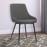 Mia Contemporary Dining Chair in Charcoal Fabric with Black Powder Coated Metal Legs