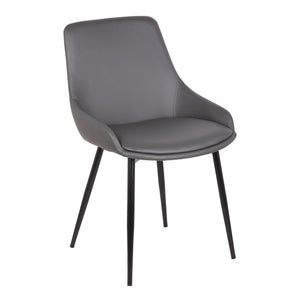 Mia Contemporary Dining Chair in Gray Faux Leather with Black Powder Coated Metal Legs