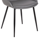 Mia Contemporary Dining Chair in Gray Faux Leather with Black Powder Coated Metal Legs