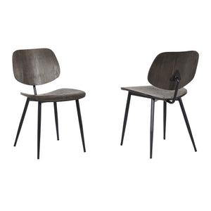 Miki Mid-Century Black Wood Dining Accent Chairs (Set of 2)