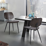 Miki Mid-Century Black Wood Dining Accent Chairs (Set of 2)