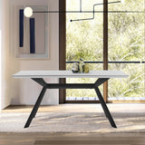 Margot Light Gray Rectangular Dining Table with Black Finish