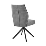 Monarch Swivel Dining Room Accent Chair in Charcoal Fabric and Black Finish - Set of 2