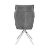 Monarch Swivel Dining Room Accent Chair in Gray Fabric and Brushed Stainless Steel Finish - Set of 2