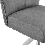 Monarch Swivel Dining Room Accent Chair in Gray Fabric and Brushed Stainless Steel Finish - Set of 2
