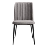 Maine Contemporary Dining Chair in Matte Black Finish and Gray Fabric - Set of 2 