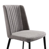 Maine Contemporary Dining Chair in Matte Black Finish and Gray Fabric - Set of 2 