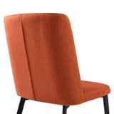 Maine Contemporary Dining Chair in Matte Black Finish and Orange Fabric - Set of 2 