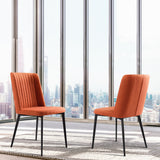 Maine Contemporary Dining Chair in Matte Black Finish and Orange Fabric - Set of 2 