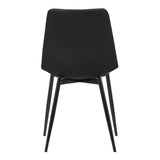 Monte Contemporary Dining Chair in Black Faux Leather with Black Powder Coated Metal Legs