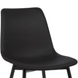 Monte Contemporary Dining Chair in Black Faux Leather with Black Powder Coated Metal Legs