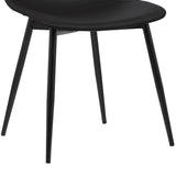 Monte Contemporary Dining Chair in Black Faux Leather with Black Powder Coated Metal Legs