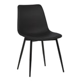 Monte Contemporary Dining Chair in Black Faux Leather with Black Powder Coated Metal Legs