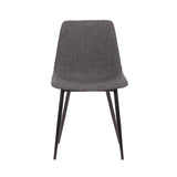 Monte Contemporary Dining Chair in Charcoal Faux Leather with Black Powder Coated Metal Legs