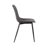 Monte Contemporary Dining Chair in Charcoal Faux Leather with Black Powder Coated Metal Legs