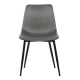 Monte Contemporary Dining Chair in Gray Faux Leather with Black Powder Coated Metal Legs