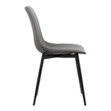 Monte Contemporary Dining Chair in Gray Faux Leather with Black Powder Coated Metal Legs