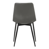 Monte Contemporary Dining Chair in Gray Faux Leather with Black Powder Coated Metal Legs