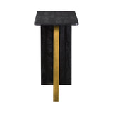 Monaco Black Wood Console Table with Antique Brass Accent