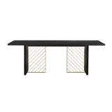 Monaco Black Wood Dining Table with Antique Brass Accent