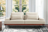 Monet 86" Mid-Century Modern Beige Velvet Sofa