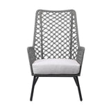 Marco Indoor Outdoor Steel Lounge Chair with Grey Rope and Grey Cushion