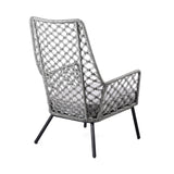 Marco Indoor Outdoor Steel Lounge Chair with Grey Rope and Grey Cushion