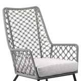 Marco Indoor Outdoor Steel Lounge Chair with Grey Rope and Grey Cushion