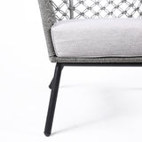 Marco Indoor Outdoor Steel Lounge Chair with Grey Rope and Grey Cushion